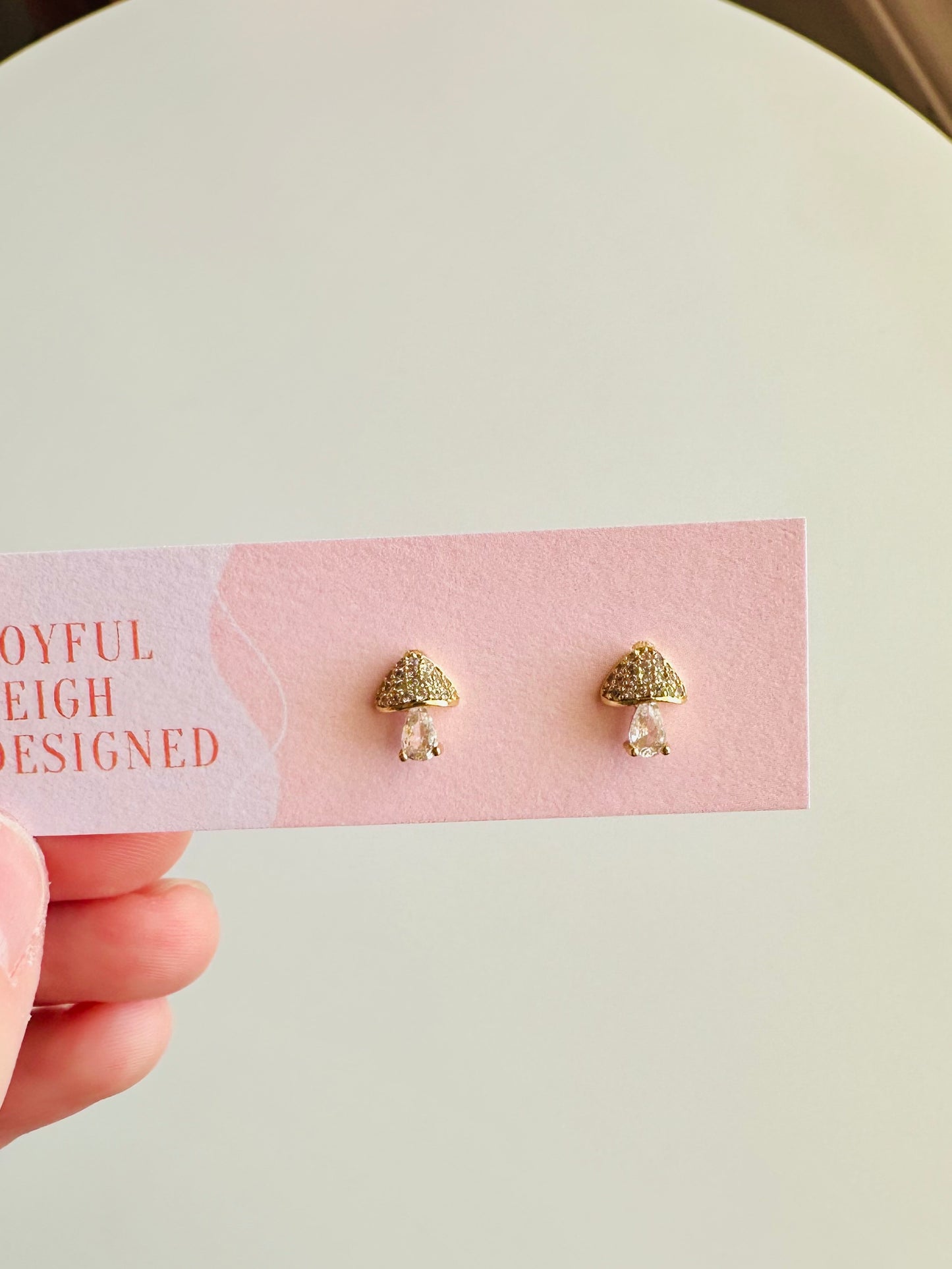 24K Gold Filled Mushroom Clear CZ Studs