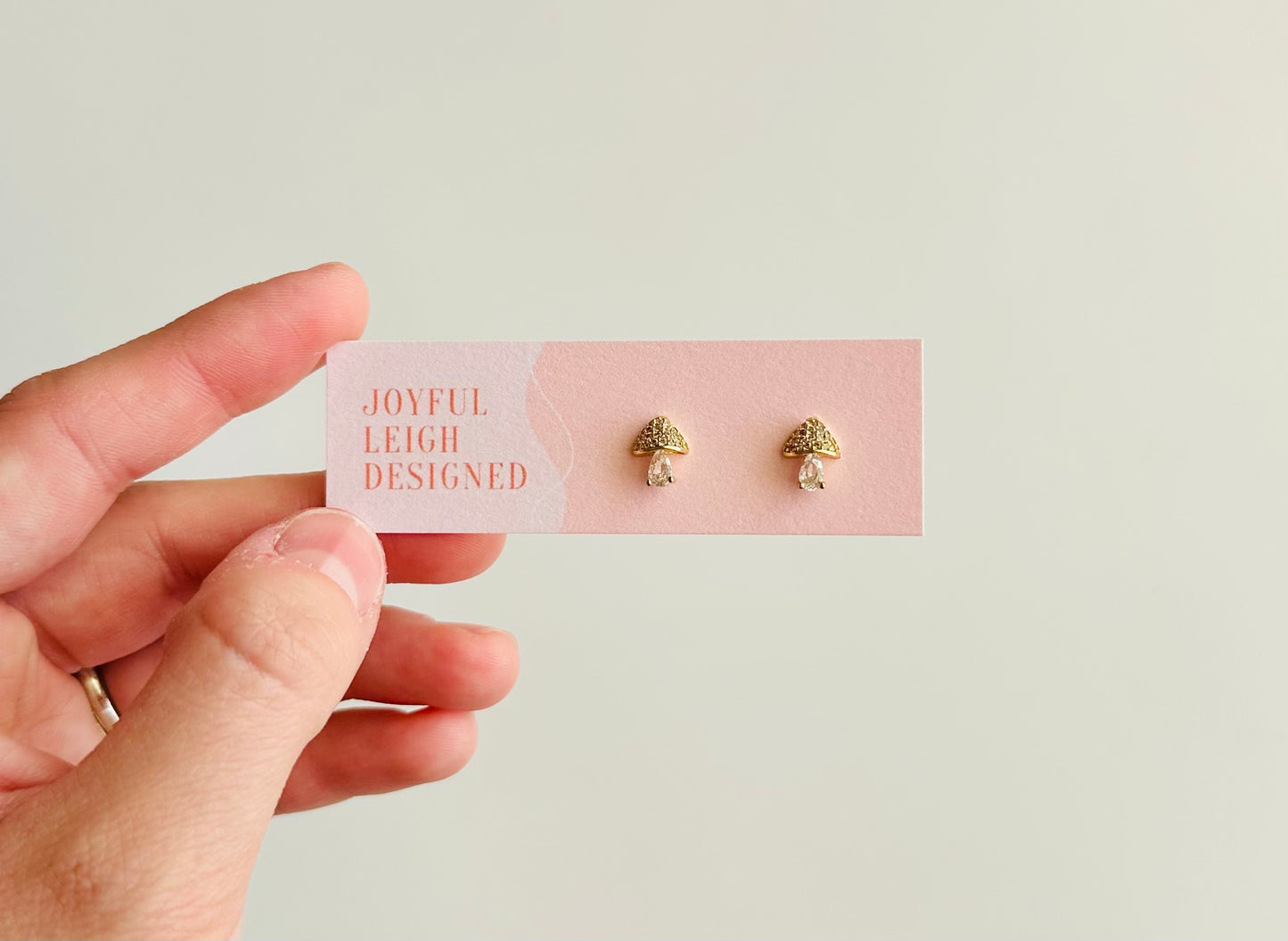 24K Gold Filled Mushroom Clear CZ Studs