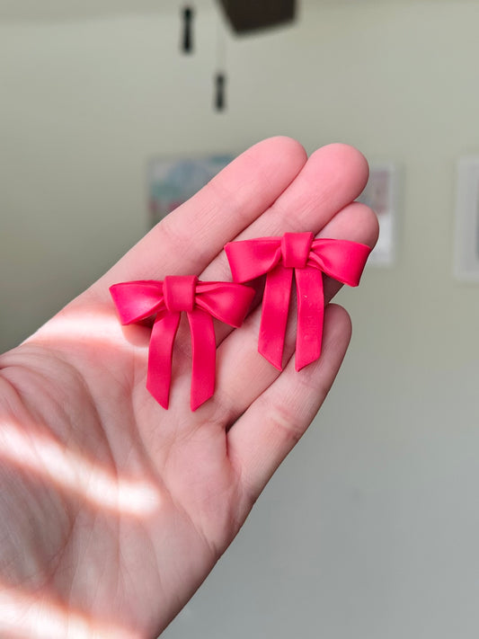 Hot Pink Bow Statement Studs