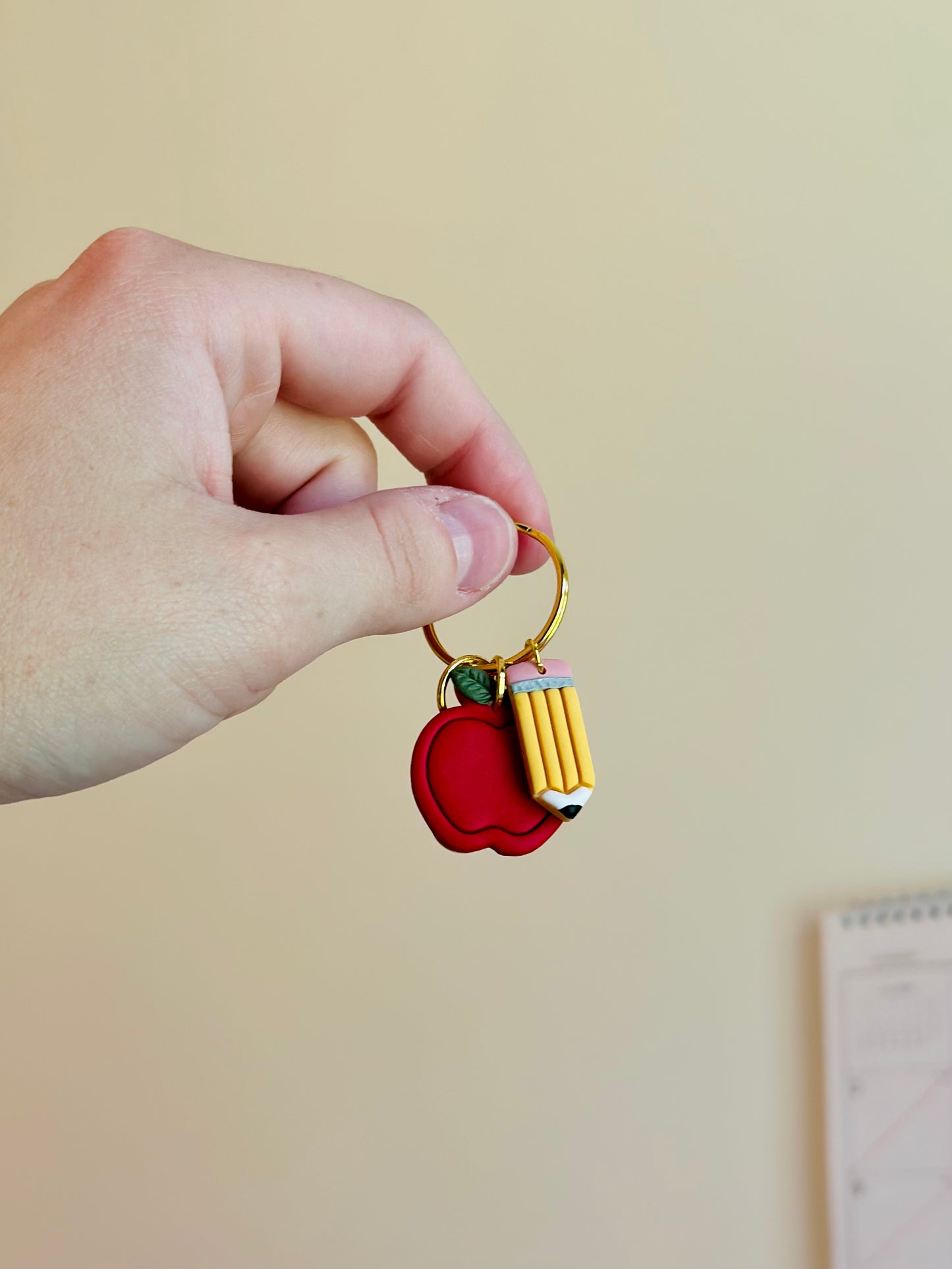 Apple and Pencil Keychain