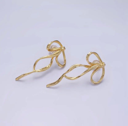Tied Ribbon Bow Studs