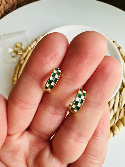 Checkered Gold Filled Hoops