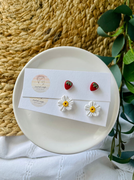 Strawberry and Flower Studs